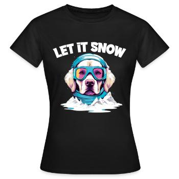 Hund mit Skibrille Schnee Schneefall für eine - Frauen T-Shirt - Schwarz - Vorne - AI Model Female 172 dark (172cm)