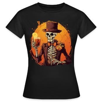 Squelette rockabilly en smoking avec un cocktail D - T-shirt Femme - noir - Devant - AI Model Female 172 dark (172cm)