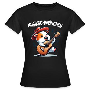 Coole Sonnenbrille Meerschweinchen spielt Gitarre - Frauen T-Shirt - Schwarz - Vorne - AI Model Female 172 dark (172cm)