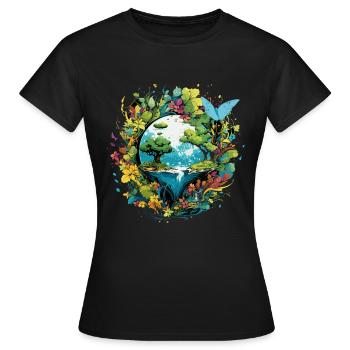 Respektier Muttererde Unseren Planeten Natur - Frauen T-Shirt - Schwarz - Vorne - AI Model Female 172 dark (172cm)