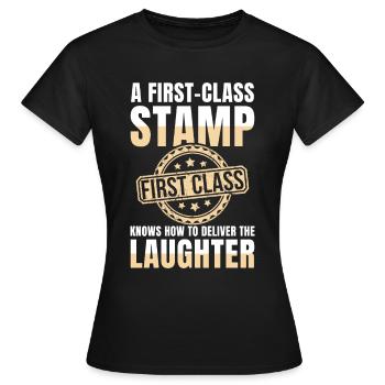 Lustige Briefmarken Briefmarkensammlung Humor - Frauen T-Shirt - Schwarz - Vorne - AI Model Female 172 dark (172cm)