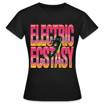 Electric Ecstasy Tanzende Silhouette in Lebhaften - Frauen T-Shirt - Schwarz - Vorne - AI Model Female 172 dark (172cm)