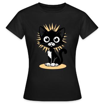 Charmant chat noir avec rayonnant - T-shirt Femme - noir - Devant - AI Model Female 172 dark (172cm)