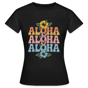Aloha Tropische Blumen Retro Design - Frauen T-Shirt - Schwarz - Vorne - AI Model Female 172 dark (172cm)