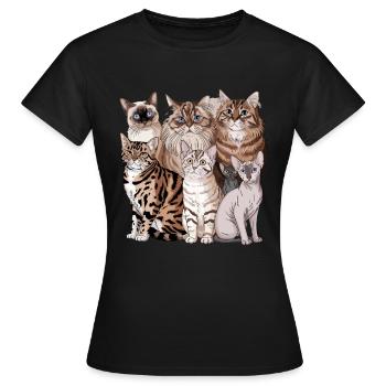 Verschiedene Katzenrassen Illustration - Frauen T-Shirt - Schwarz - Vorne - AI Model Female 172 dark (172cm)