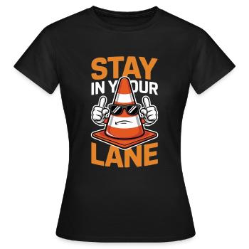 Restez dans votre voie Cône de circulation Humour - T-shirt Femme - noir - Devant - AI Model Female 172 dark (172cm)