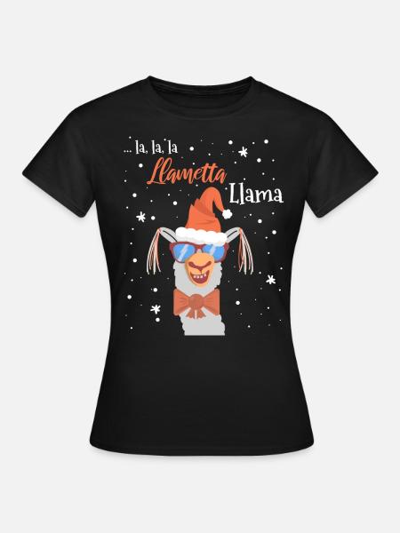 Xmas Lama Weihnachten Party Lametta Lustig - Frauen T-Shirt - Schwarz