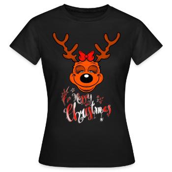 Happy Christmas without Ears - Frauen T-Shirt - Schwarz - Vorne - AI Model Female 172 dark (172cm)
