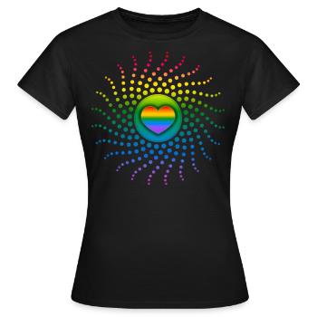 Rainbow Heart, Gay Pride, LGBT, LGBTQ, Rave, CSD - T-shirt Femme - noir - Devant - AI Model Female 172 dark (172cm)