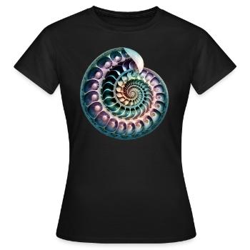 Fibonacci Spirale, Muschel, Goldener Schnitt - Frauen T-Shirt - Schwarz - Vorne - AI Model Female 172 dark (172cm)