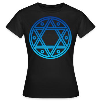 Siegel Salomo, Davidstern, Hexagramm, Amulett - Frauen T-Shirt - Schwarz - Vorne - AI Model Female 172 dark (172cm)