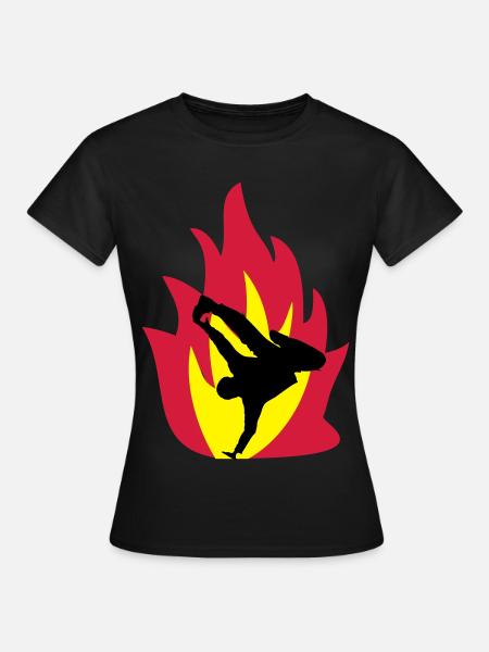 Breakdancer im Feuer - Frauen T-Shirt - Schwarz
