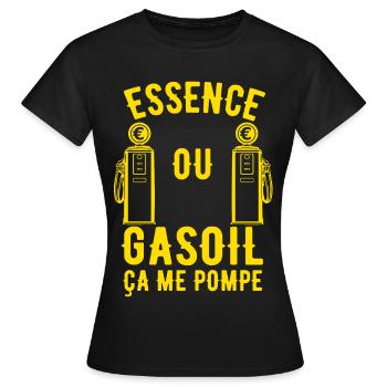 Essence ou Gasoil ça me pompe - T-shirt Femme - noir - Devant - AI Model Female 172 dark (172cm)
