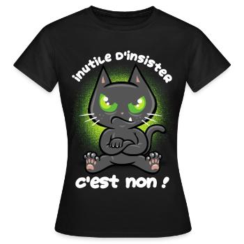 Chat têtu - T-shirt Femme - noir - Devant - AI Model Female 172 dark (172cm)
