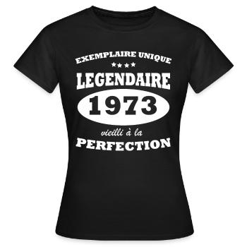 Vintage exemplaire unique 1973 Edition limitée - T-shirt Femme - noir - Devant - AI Model Female 172 dark (172cm)