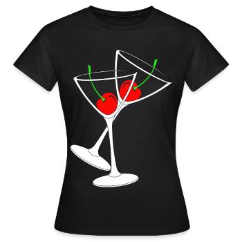 Cocktail Gläser mit Kirschen - Frauen T-Shirt - Schwarz - Vorne - AI Model Female 172 dark (172cm)