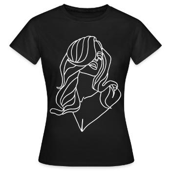 Portrait of a woman in white - Women's T-Shirt - black - Front - AI Model Female 172 dark (172cm)