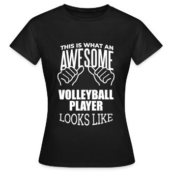 Volley-ball-ball Volley-volley-ball - T-shirt Femme - noir - Devant - AI Model Female 172 dark (172cm)