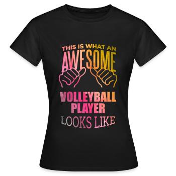Volley-ball-ball Volley-volley-ball - T-shirt Femme - noir - Devant - AI Model Female 172 dark (172cm)