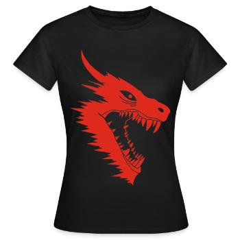 Angriff des roten Drachen - Frauen T-Shirt - Schwarz - Vorne - AI Model Female 172 dark (172cm)