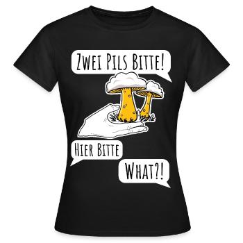 Bier bestellen ist nicht einfach! Pils oder Pilz? - Frauen T-Shirt - Schwarz - Vorne - AI Model Female 172 dark (172cm)