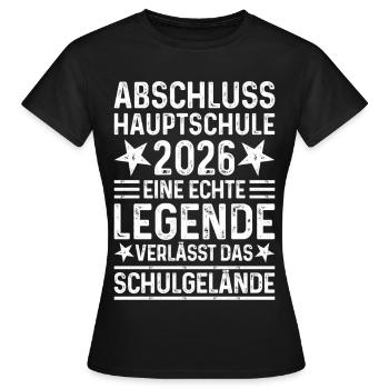 Fin d’études secondaires 2026 Terrain de l’école Legend - T-shirt Femme - noir - Devant - AI Model Female 172 dark (172cm)