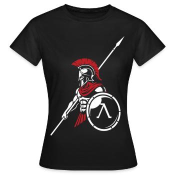 Spartiate Garde Royale Mascotte Spartan Shield - T-shirt Femme - noir - Devant - AI Model Female 172 dark (172cm)