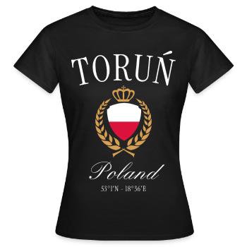 Couronne des armoiries de Toruń Pologne – Souvenir de voyage - T-shirt Femme - noir - Devant - AI Model Female 172 dark (172cm)