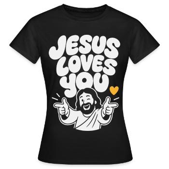 Jesus Loves You Finger Guns - Women's T-Shirt - black - Front - AI Model Female 172 dark (172cm)