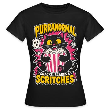 Purranormal Scritches Horror Cat - Women's T-Shirt - black - Front - AI Model Female 172 dark (172cm)