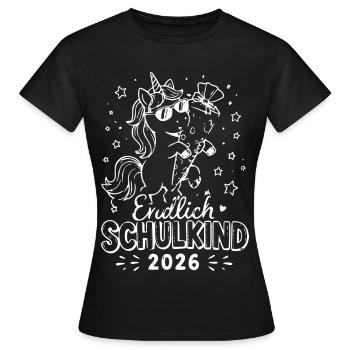 Unicorn Schulkind 2026 Design - Frauen T-Shirt - Schwarz - Vorne - AI Model Female 172 dark (172cm)