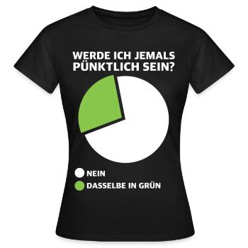 Werde ich pünktlich sein? Diagramm - Frauen T-Shirt - Schwarz - Vorne - AI Model Female 172 dark (172cm)