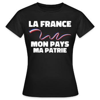 Patriote la france mon pays ma patrie - T-shirt Femme - noir - Devant - AI Model Female 172 dark (172cm)