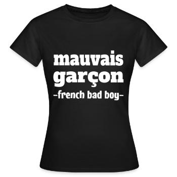 mauvais garçon -french bad boy- - T-shirt Femme - noir - Devant - AI Model Female 172 dark (172cm)