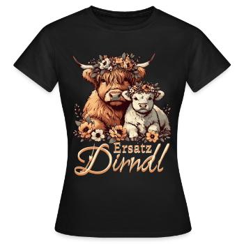 ERSATZ DIRNDL festlich geschmückte RINDER - Frauen T-Shirt - Schwarz - Vorne - AI Model Female 172 dark (172cm)