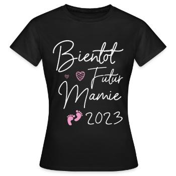 Bientôt Futur Mamie 2023 Nouvelle Grossesse - T-shirt Femme - noir - Devant - AI Model Female 172 dark (172cm)