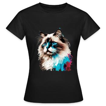 Ragdoll cat watercolor - Women's T-Shirt - black - Front - AI Model Female 172 dark (172cm)