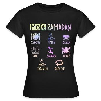 Ramadan fasting fashion daily routine - Women's T-Shirt - black - Front - AI Model Female 172 dark (172cm)