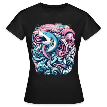 Mermaid Shark Cute Kawaii - Women's T-Shirt - black - Front - AI Model Female 172 dark (172cm)