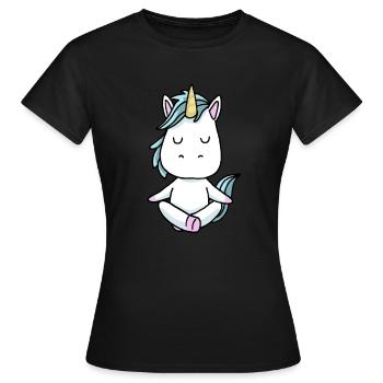 Yoga Einhorn Meditation Yogi Namaste Geschenk - Frauen T-Shirt - Schwarz - Vorne - AI Model Female 172 dark (172cm)