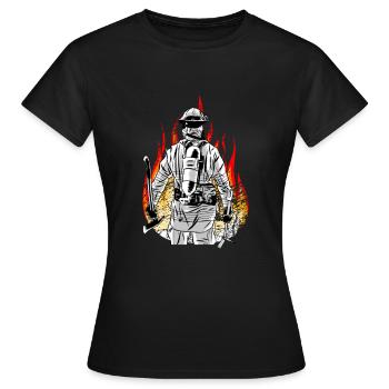 Pompier flammes pompiers volontaires - T-shirt Femme - noir - Devant - AI Model Female 172 dark (172cm)