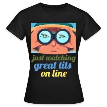watching tits online - Frauen T-Shirt - Schwarz - Vorne - AI Model Female 172 dark (172cm)