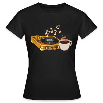 Vintage Vinyl Plattenspieler LP Plattenspieler - Frauen T-Shirt - Schwarz - Vorne - AI Model Female 172 dark (172cm)