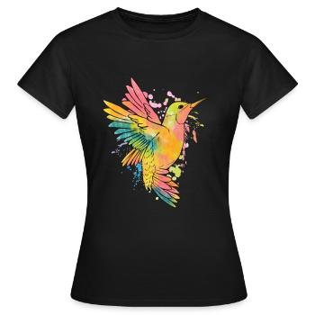 Colibri aquarelle Colibri coloré Colibri oiseau - T-shirt Femme - noir - Devant - AI Model Female 172 dark (172cm)