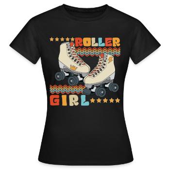 Roller Girl Retro 70s 80s Roller Skating - Women's T-Shirt - black - Front - AI Model Female 172 dark (172cm)