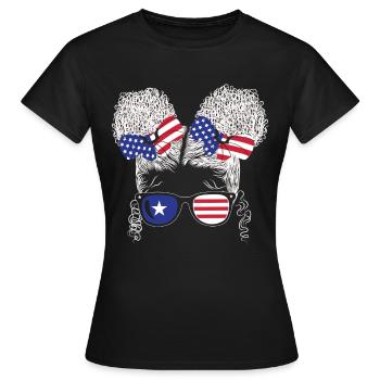 Patriotische Dame 4. Juli - Frauen T-Shirt - Schwarz - Vorne - AI Model Female 172 dark (172cm)