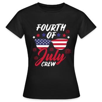 Vierter Juli Crew Familie Amerikanische Flagge - Frauen T-Shirt - Schwarz - Vorne - AI Model Female 172 dark (172cm)
