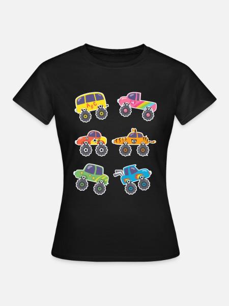Monstertrucks Stunts Jungen Mädchen - Frauen T-Shirt - Schwarz
