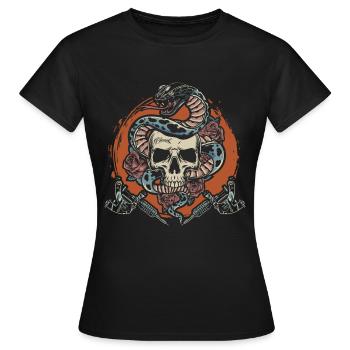 Skull Snake Tattoo Lover Tattoo - T-shirt Femme - noir - Devant - AI Model Female 172 dark (172cm)