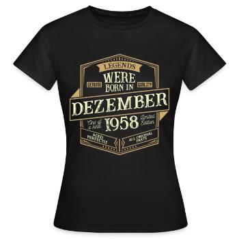 Décembre 1958 Anniversaire homme - T-shirt Femme - noir - Devant - AI Model Female 172 dark (172cm)
